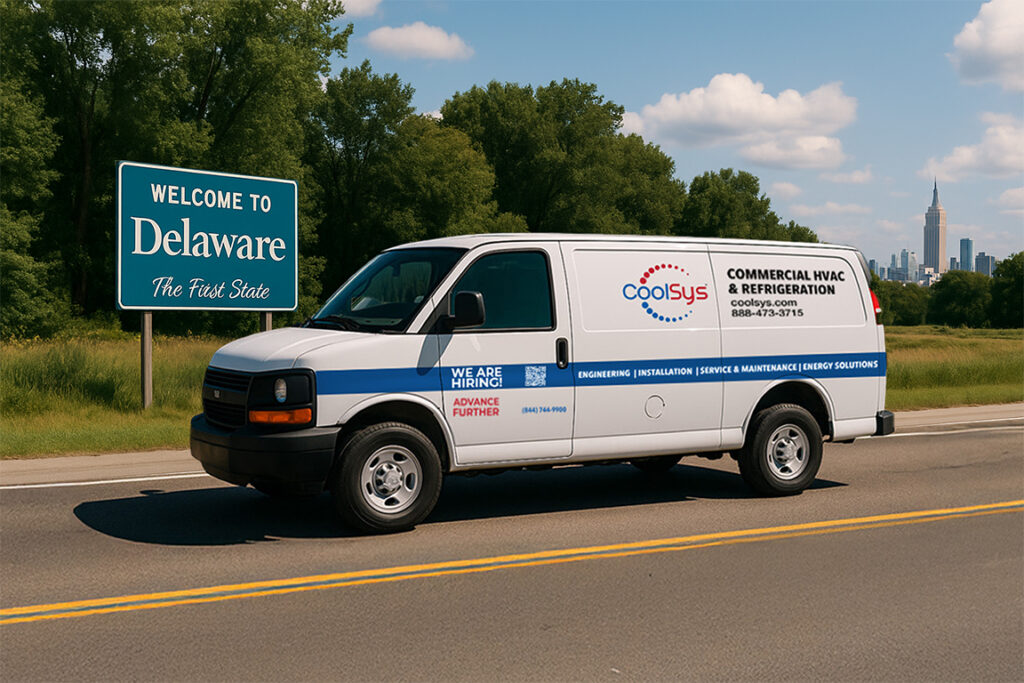 CoolSys delivers 24/7/365 commercial HVAC and refrigeration services across Delaware, including repairs, installations, and maintenance.