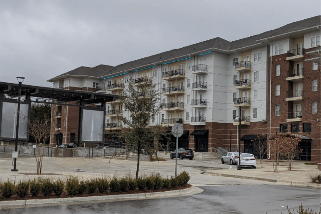 Front outside view of an off campus building.