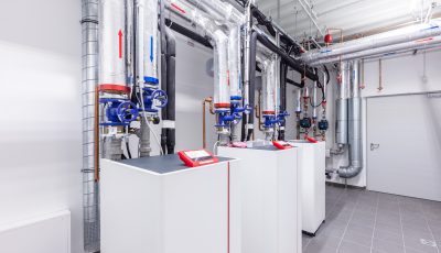 Heat pump room in commercial building