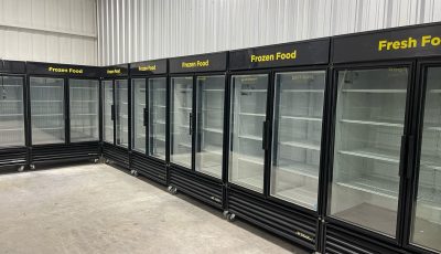 Empty, clean refrigerated cases